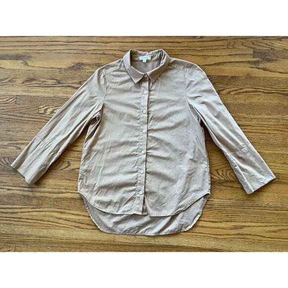 VETTA Brown Organic Cotton Button Up Blouse Shirt Top Women's Size Small - Picture 3 of 11